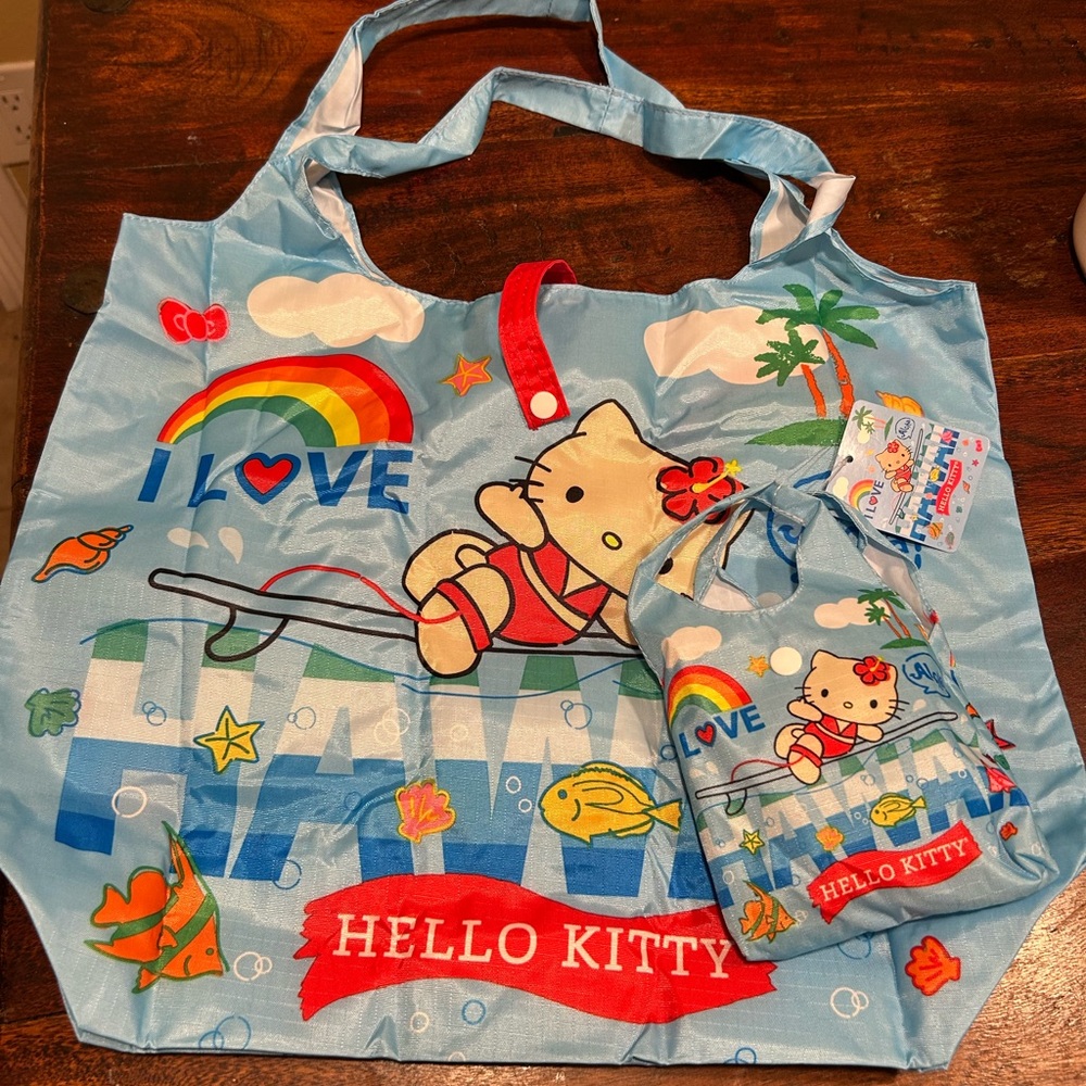 Hello KITTY SANRIO REUSABLE FOLDABLE SHOPPING BAG NEW